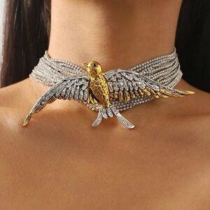 Zara Bird Gold And Silver Necklace New